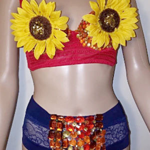 Rainbow Party Rave bra,Diamond Rave Outfit